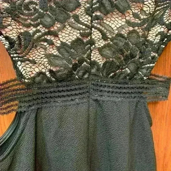 Monaco Lace Jumpsuit. Black V- Neck Low Cut - Picture 6 of 7